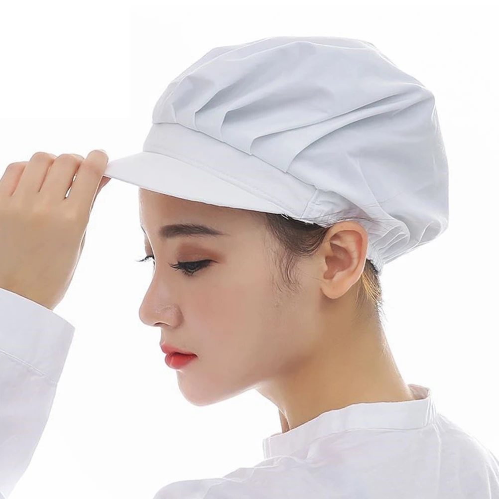 

Dustproof Breathable Chef Hat Working Cap Protective Kitchen Hat for Men Women White Polyester Mesh Fabric Lightweight