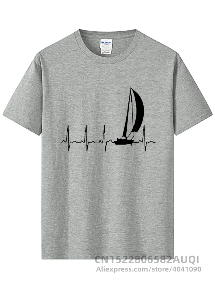 Sailing T Shirt SAILING IN A HEARTBEAT T-Shirt Summer Graphic Tee Shirt Cute 100 Cotton Short Sleeve Mens Tshirt