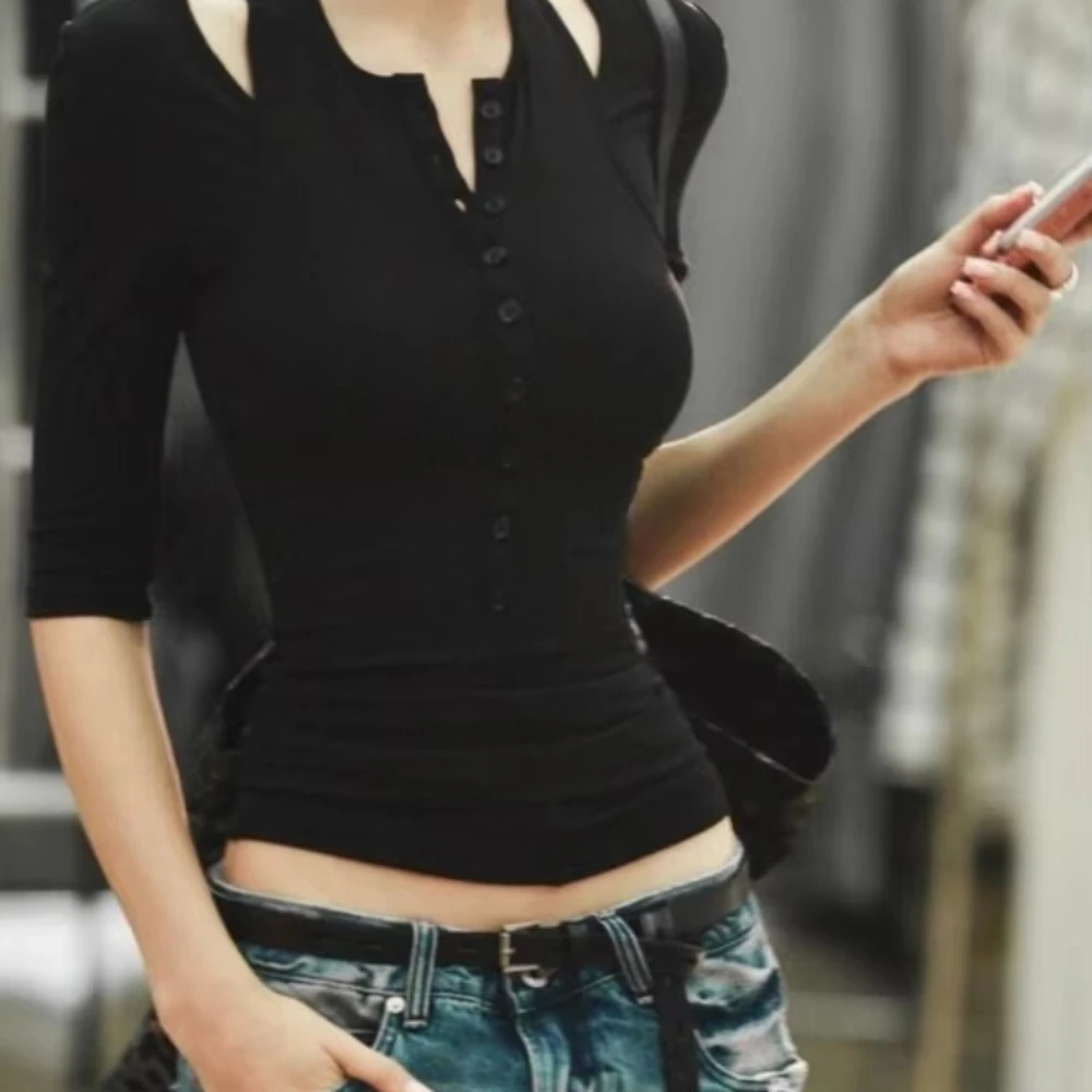 Niche Bandage Dress Two-Piece Bottoming Shirt T-shirt for Women Autumn and Winter Slim Fit Slim Bottoming Top Fashion ins style