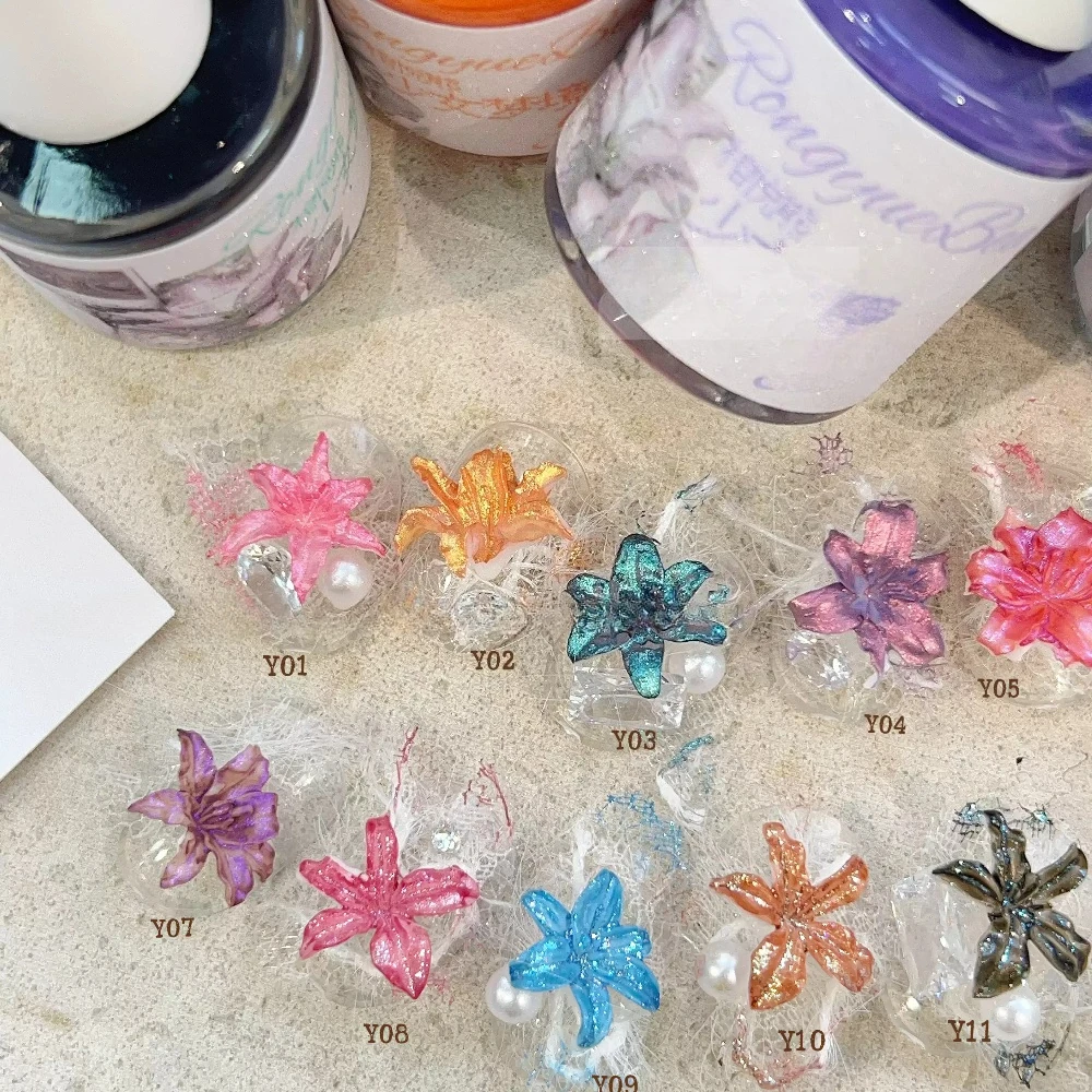 6ml INS Glitter Blooming Nail Ink Golden Pink Air Dry Marble Smoke Bubble Watercolor Nail Liquid Hand Drawing DIY Gel Fast Dry