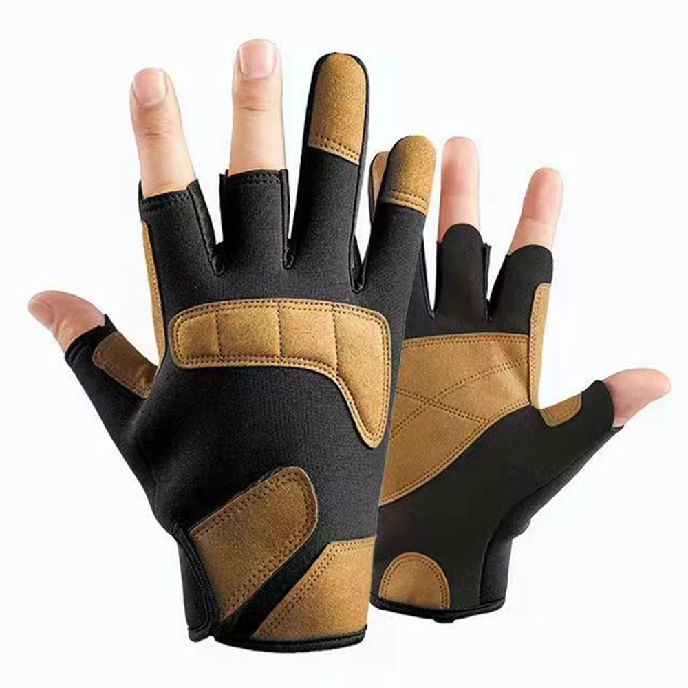 Guantes de pesca de invierno, guantes de invierno impermeables con tapa de 2 dedos, fotografía a prueba de viento, protección cálida, guantes de trabajo para pesca con caña