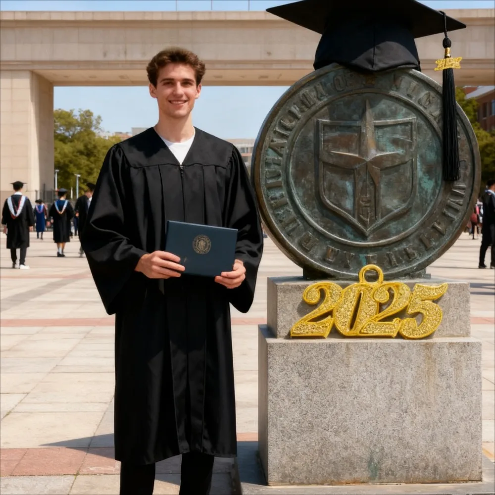 College Graduation Gown Set Bachelor Master Doctorate Degree Uniform for Adults Students Performance