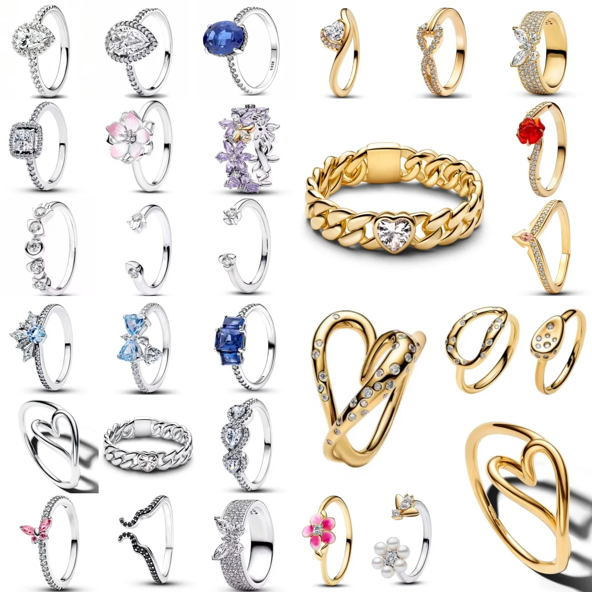 2026 Fashion 925 Silver Cherry Blossoms, Bow, Heart Ring, High Quality Exquisite Jewelry Suitable for Women's Wedding Parties