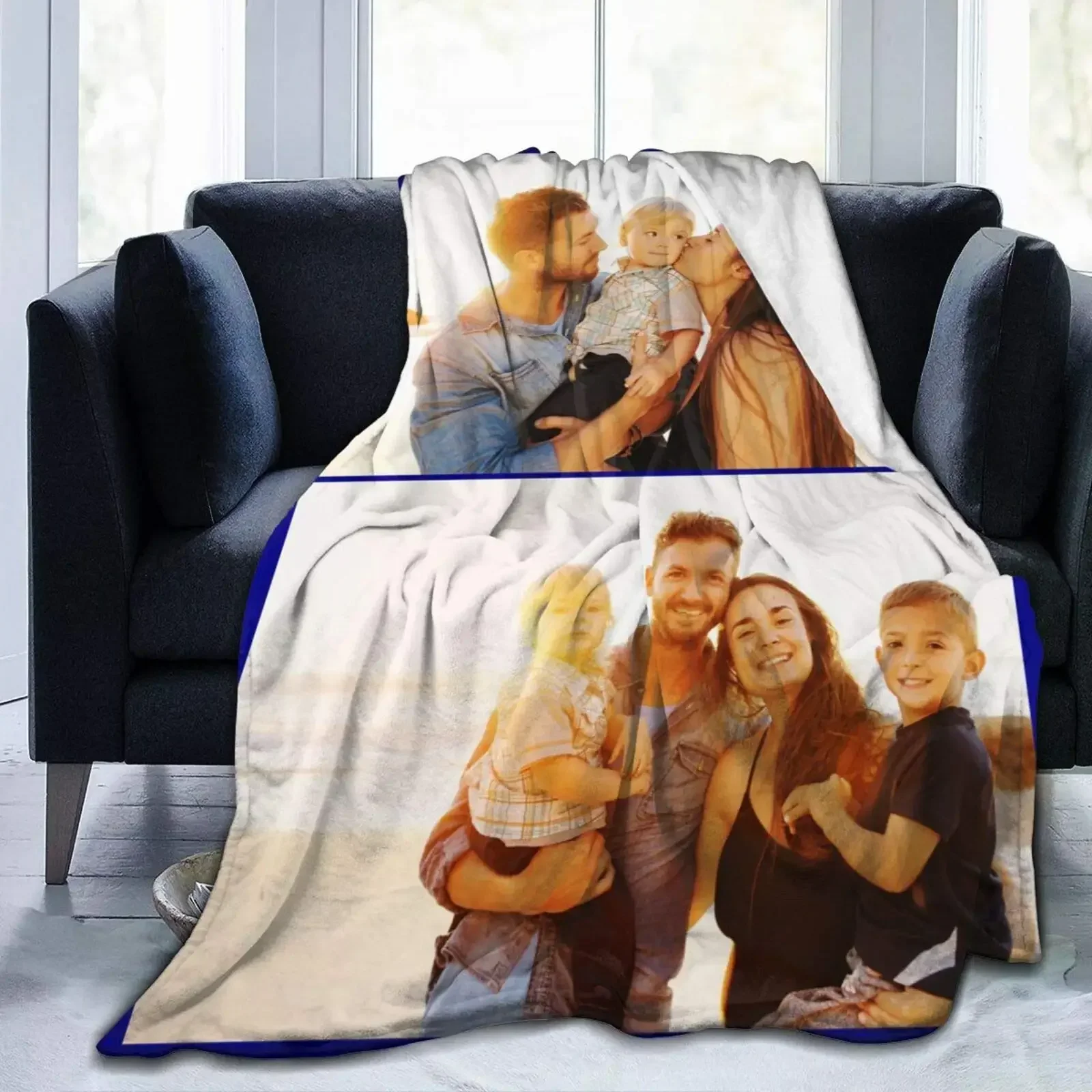 Custom Blanket with Words Picture Collage Customized Blankets,Birthday Souvenir Gifts Personalized Throw Blanket for Father, Mom