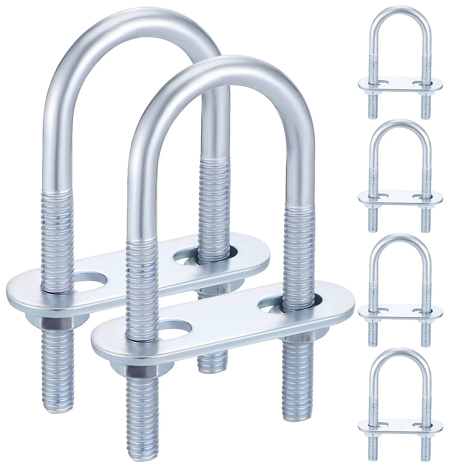 

6Pcs U Bolt Stainless Steel Round U Shaped Bolts Set Nuts Washers Strong Corrosion Resistant for Trailer Marine Automotive