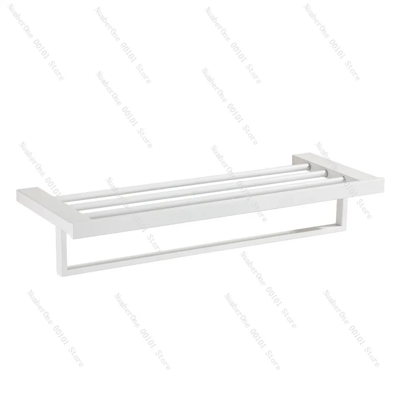 Elegant White Painted Bathroom Towel Rack Set Luxury Hardware Bath Accessories Wall Mounted Towel Bar Storage Shelf Robe Hook