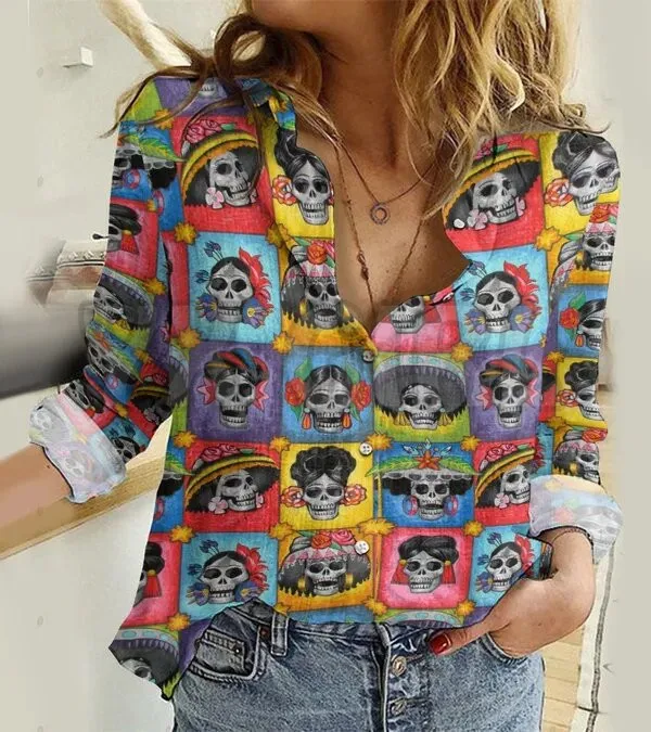 Day Of The Dead Good Casual Shirt  3D Printed Button-down Shirt Casual Unique Streewear