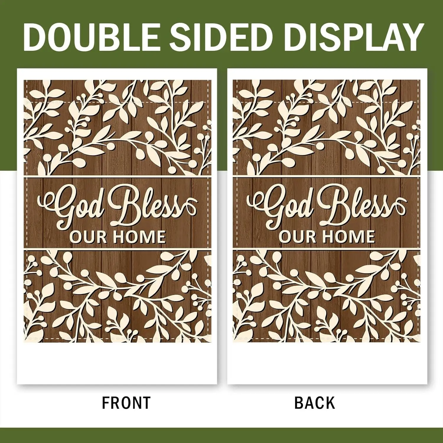 Christian God Bless Our Home Decorative Garden Flag, Religious Leaves Botanical Family Small Yard Outside Decorations, Vinta AAS