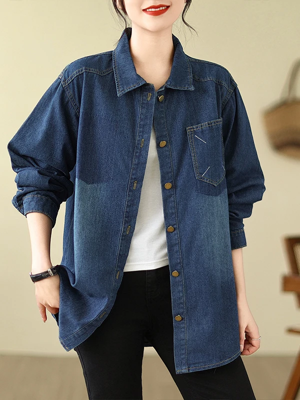 

Ретро Sle, свободный крой, цветная джинсовая куртка, женская осенняя модная верхняя одежда, длинное женское пальто све прямого кроя