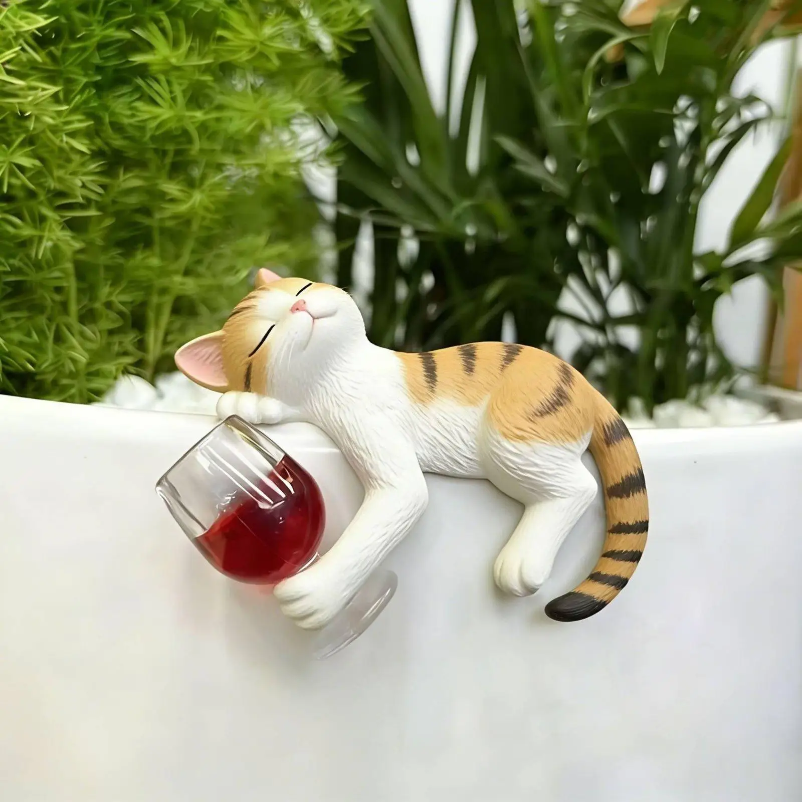 Playful Resin Cat Statue Figurine for Outdoor Cat Decor Detail in Garden Balcony or Lounge Area