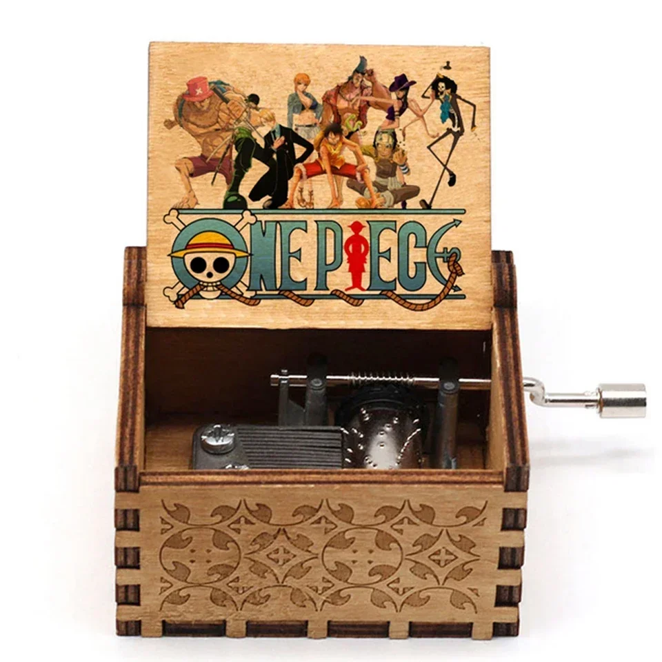 Kotak musik One Piece Crank tangan kayu antik laris tokoh SELAMAT Halloween hadiah ulang tahun Natal