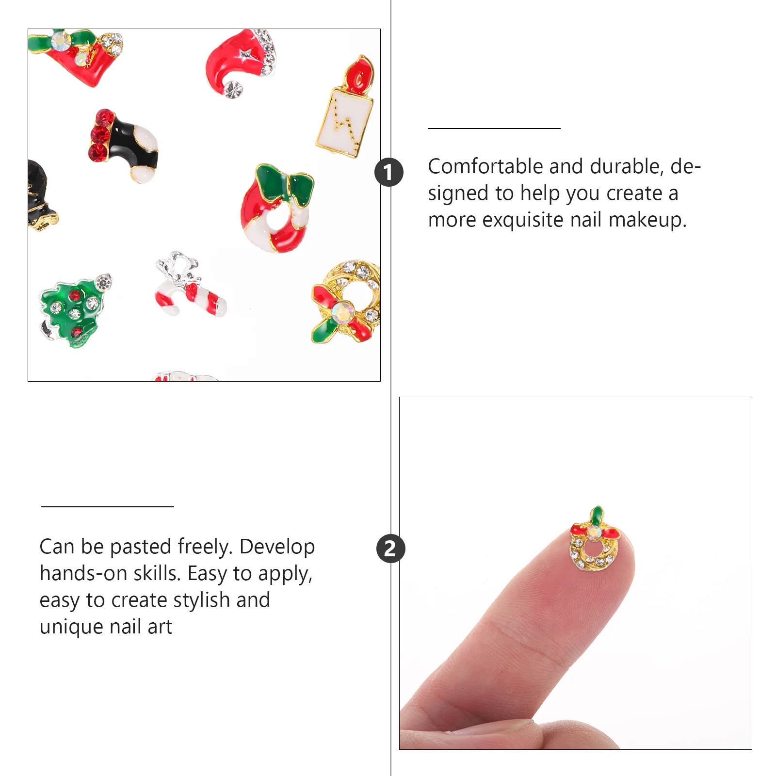 

2 Boxes 3D Nail Art Rhinestones Set Alloy Manicure Decoration Diy Accessories Christmas Manicure Charms For Nail Stickers Kit