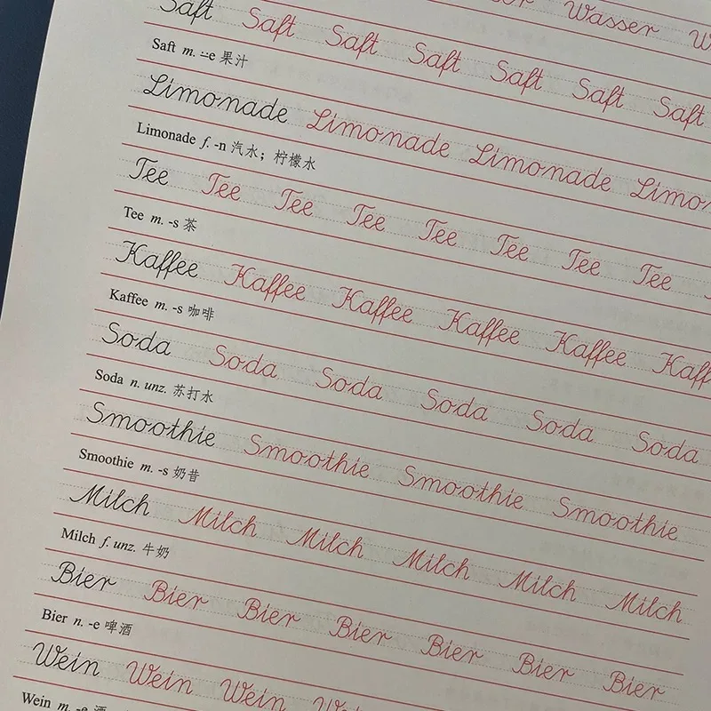 Tägliches 10-Minuten-Set zum Üben der deutschen Kalligraphie mit Audio- und Videoaufnahmen – Übungsbuch für das deutsche Alphabet – Detail 2