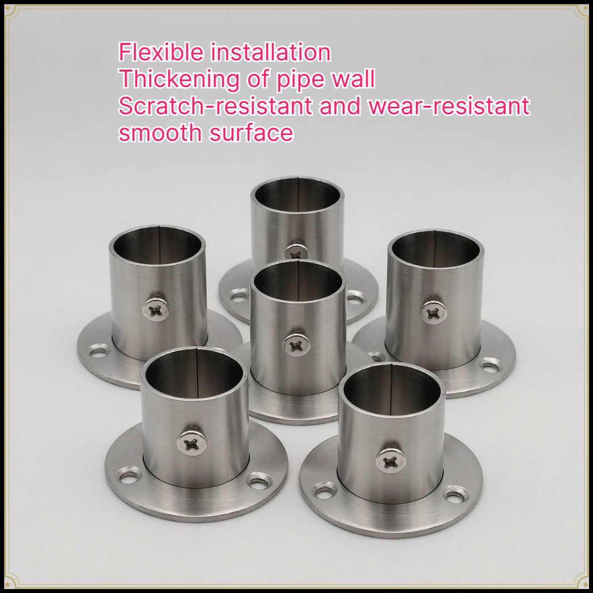 1Pc 19-32mm Stainless Steel Flange Rod Holder Wardrobe Closet Rail End Support Bracket with Cover Screws Furniture Fitting