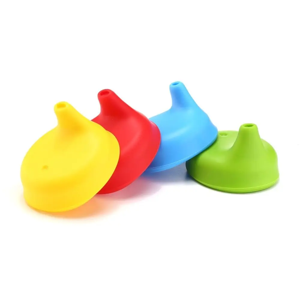 Kids Baby Silicone Sippy Cup Lids Colorful Stretchable Leakproof Straw Cup Cover with Protruding Straw Hole Bottle Cover