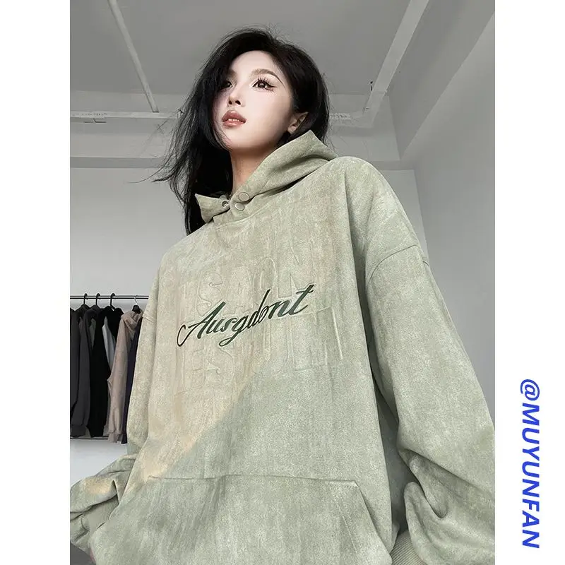 American hooded suede 2024 early spring new style sweatshirt for men heavy loose oversize versatile fashionable jacket harajuku