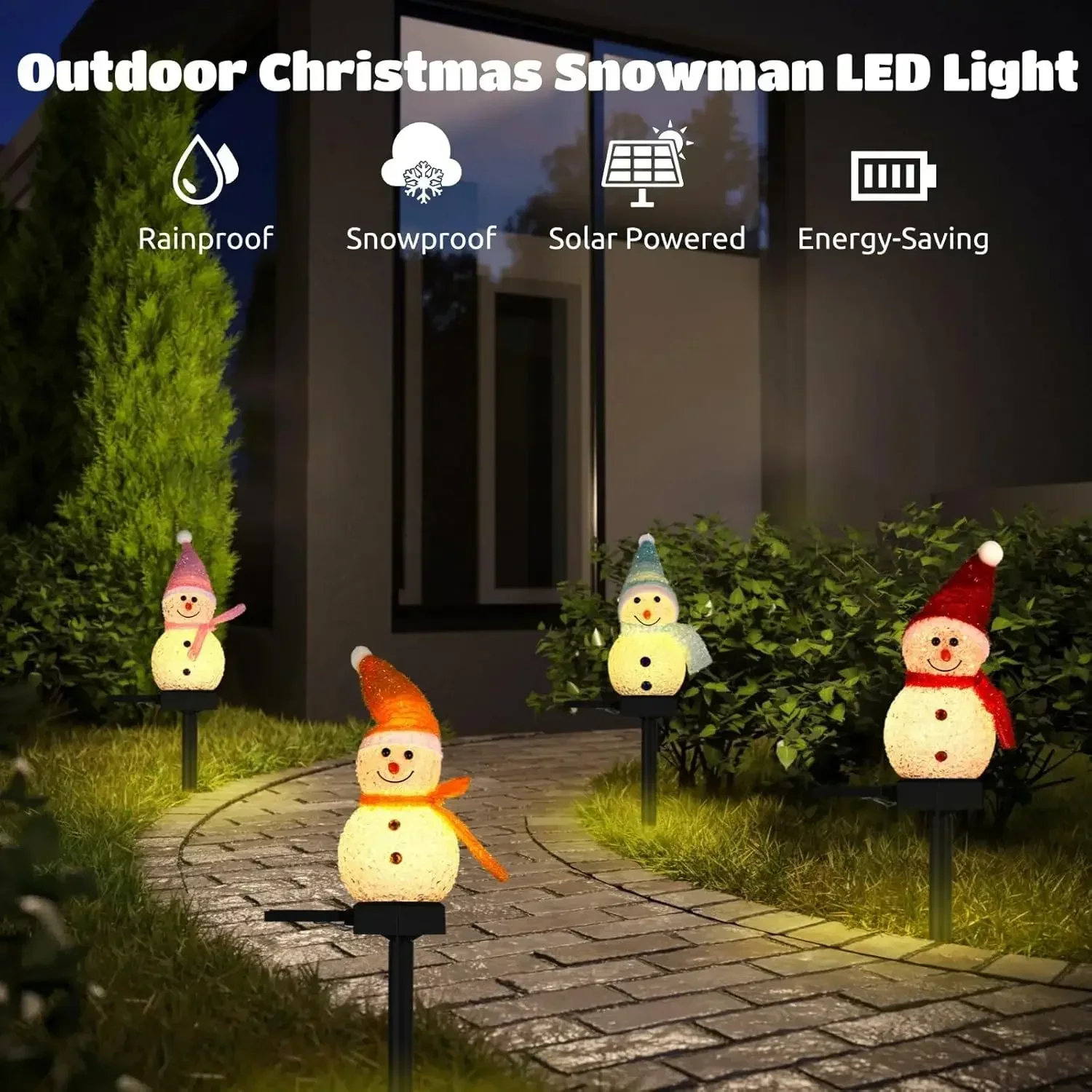 Solar Snowman Lawn Light,Outdoor Christmas LED Stake Lamp,Waterproof Garden Landscape Decoration,Yard Pathway Lighting,Holiday