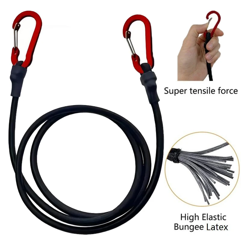 

3 Sizes Heavy Duty Bungee Cord Elastic Tie Strap String Carabiner Hooks Kayak Cycling Luggage Packing Ropes Camping Accessories