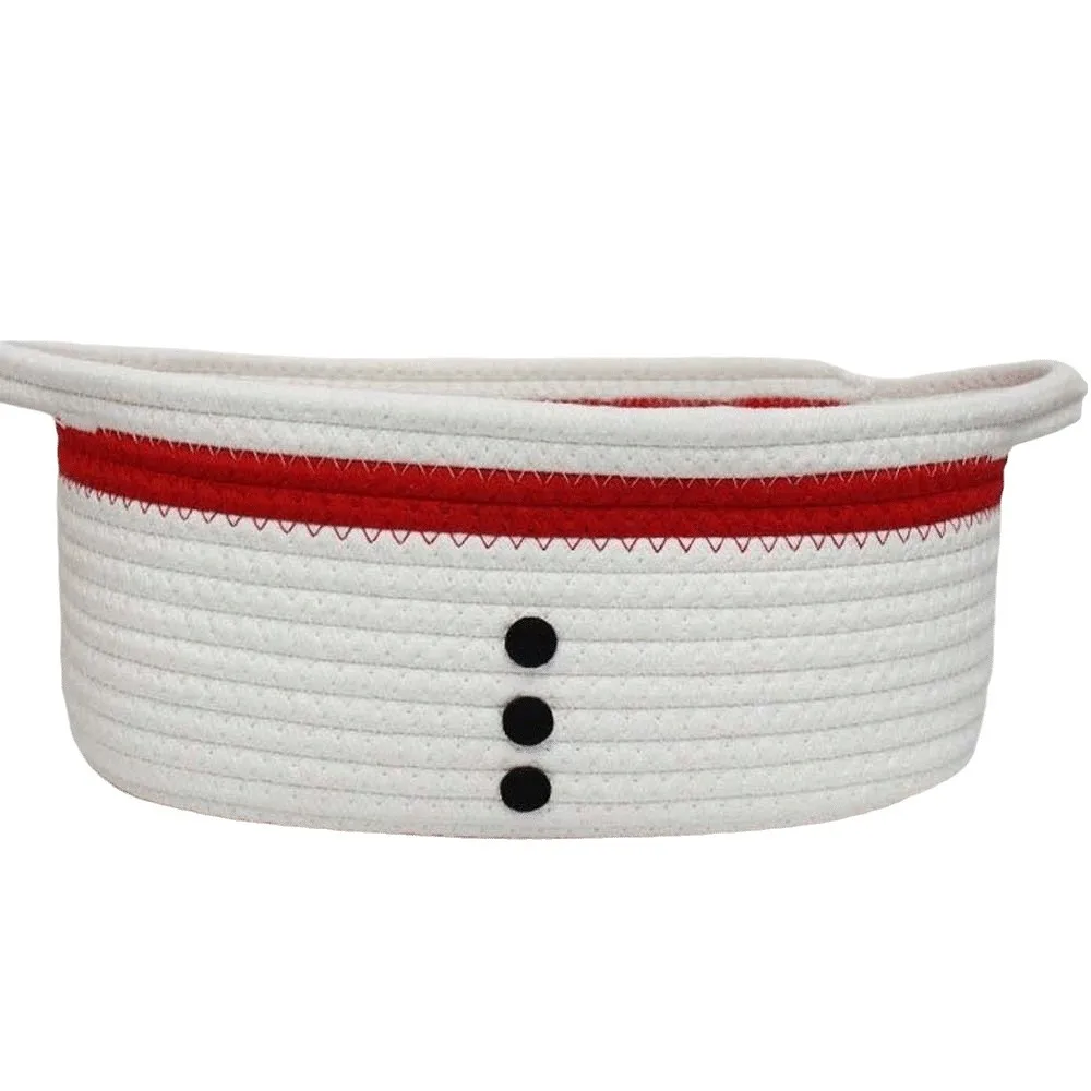 Dual Handles Christmas Woven Basket Braided Texture Eco Friendly Cotton Rope Storage Bin Soft Structure Washable Material