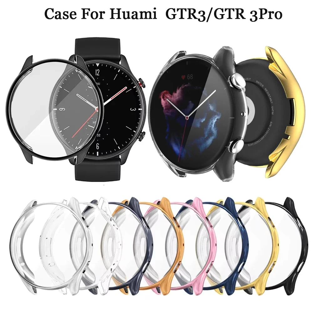 حافظة ساعة لهاتف Amazfit GTR 3 3Pro حافظة ناعمة من البولي يوريثان غطاء حماية مضاد للخدش واقي شاشة كامل لهاتف Amazfit GTR 3 Pro