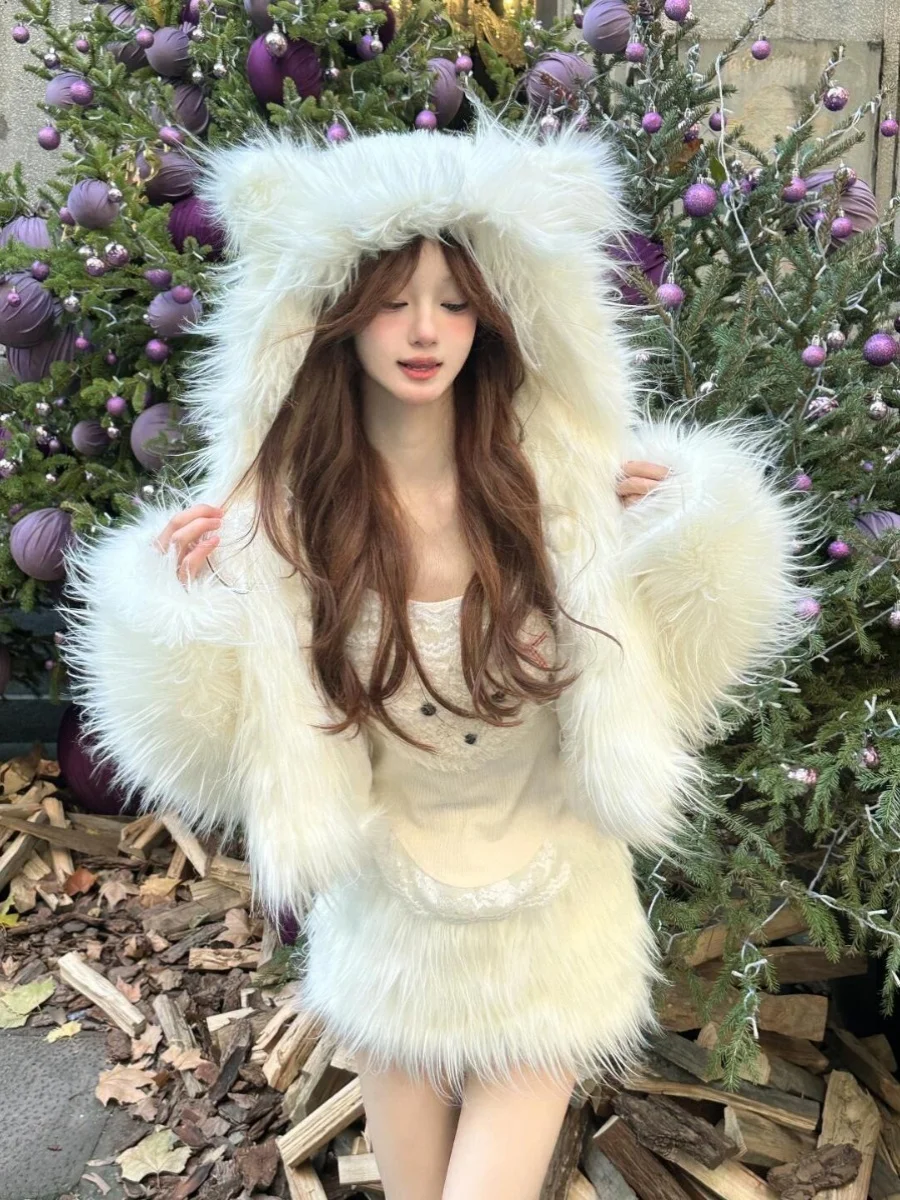 

Зимнее пальто Thiened Plu, комплект шапки, юбка, милый медведь, внутренняя одежда, комплект футболок, теплая Aosphere ort Sve на молнии