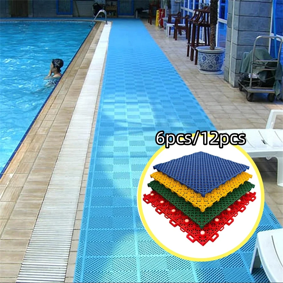 PP Splicing Mats Grid Waterproof Suspension Kindergarten Sports Floor Car Wash Balcony Garden Swimming Pool Plastic Tile