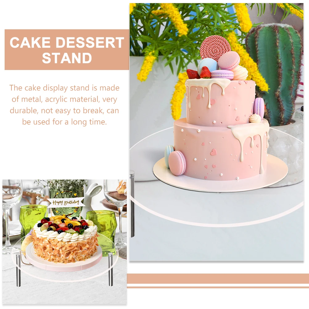 

2Pcs Cake Display Stand Clear Acrylic Round Dessert Stand for Party Wedding Event Display Holder Stable Metal Base