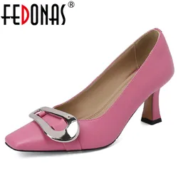 FEDONAS Women Pumps Spring Summer Fashion New Metal Decoration Elegant Office Ladies Party Wedding Prom Thin Heels Shoes Woman