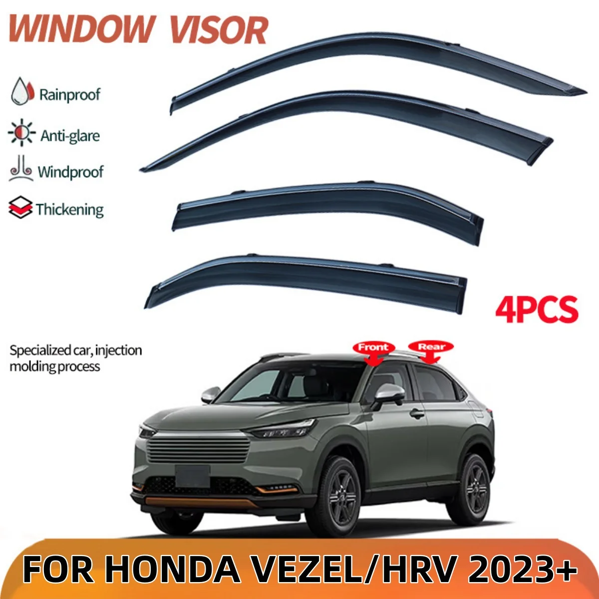 Windshield Windproof PS with Sliver Chrome Window Visor Wind Deflectors For Honda Vezel HRV 2023 2024 Exterior Accessories