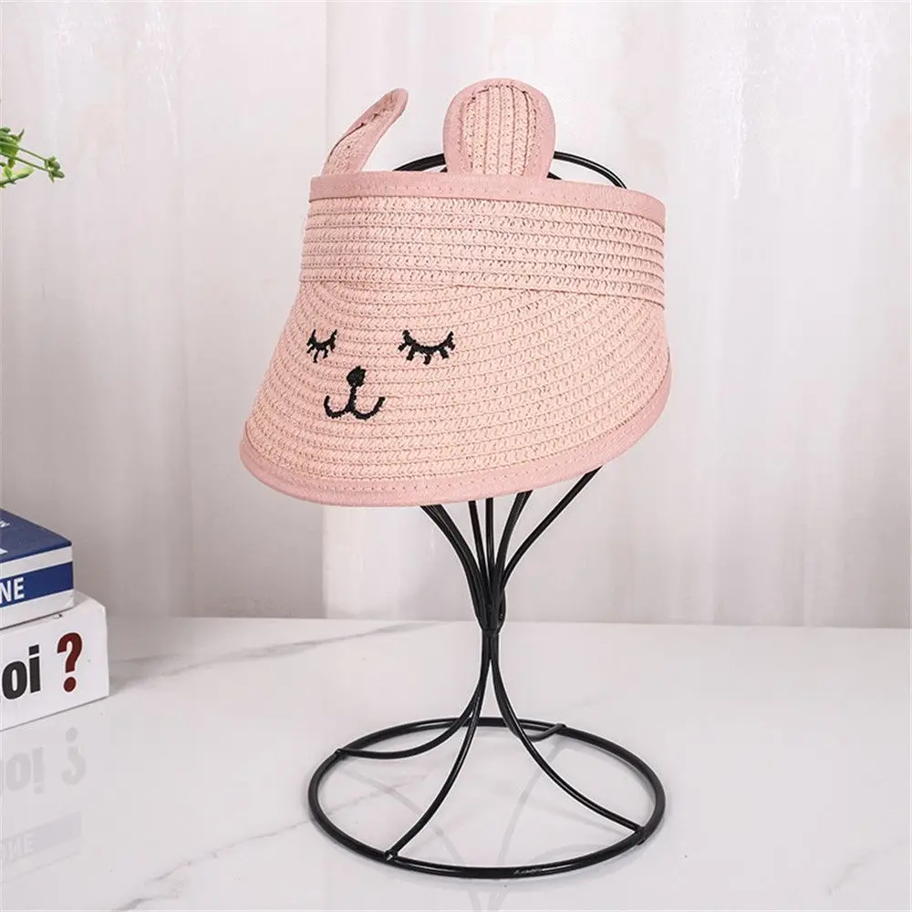 For Baby Child Empty Top Adjustable Wide Brim Kids Straw Hat Visor Cap Sun Hat