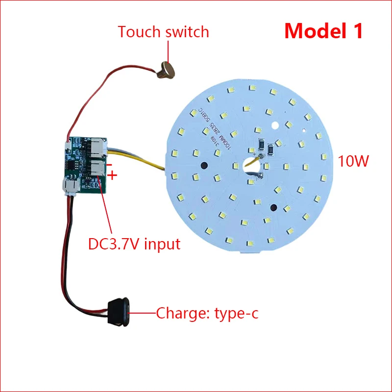 DC3.7V Input Light Source LED Light Panel One Color Controller 10W 100MM With Touch ON/OFF Switch Charging Port Type-C.
