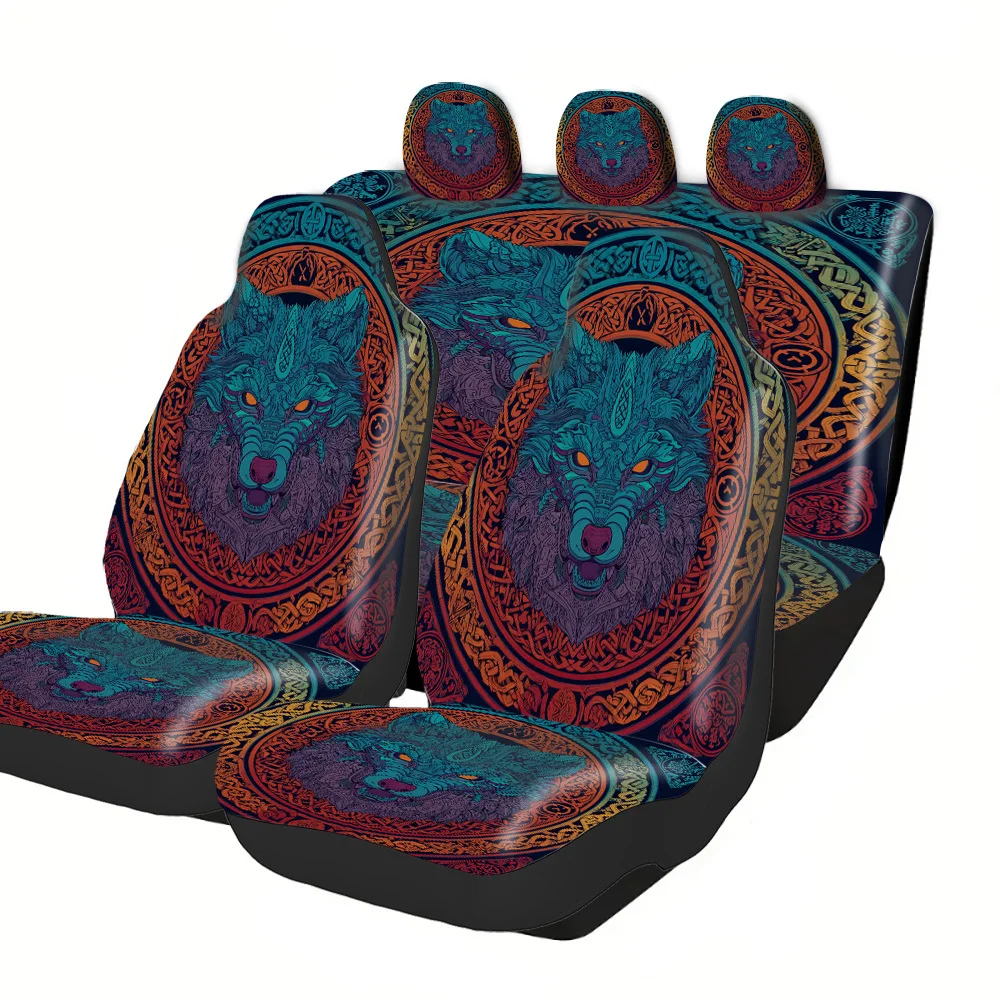 

2-5 Seat Set Car Seat Covers, Black War Horse Print,, Easy Install & Washable, Fit, Non-Slip, Absorbent, Washable - For Truck,