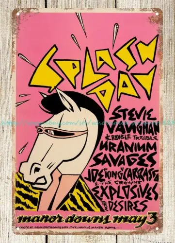 1980 Stevie Ray Vaughan Splash Days Manor Downs Concert Poster metal tin sign