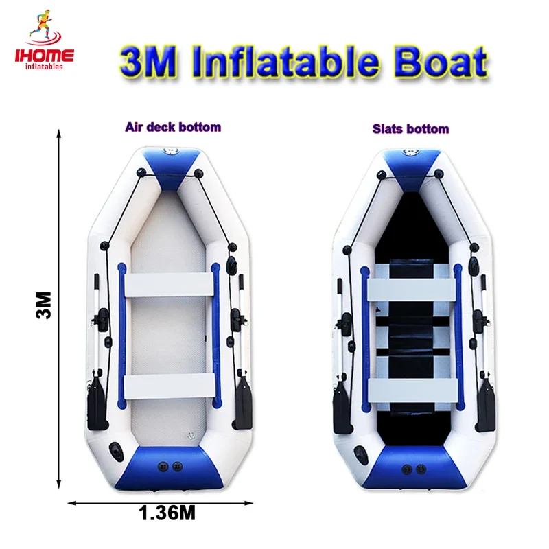 300*136cm Inflatable Air Deck Boat for 4 people Fishing Ship Dinghy Pontoon Raft Kayak Cruise Factory Direct support Customized