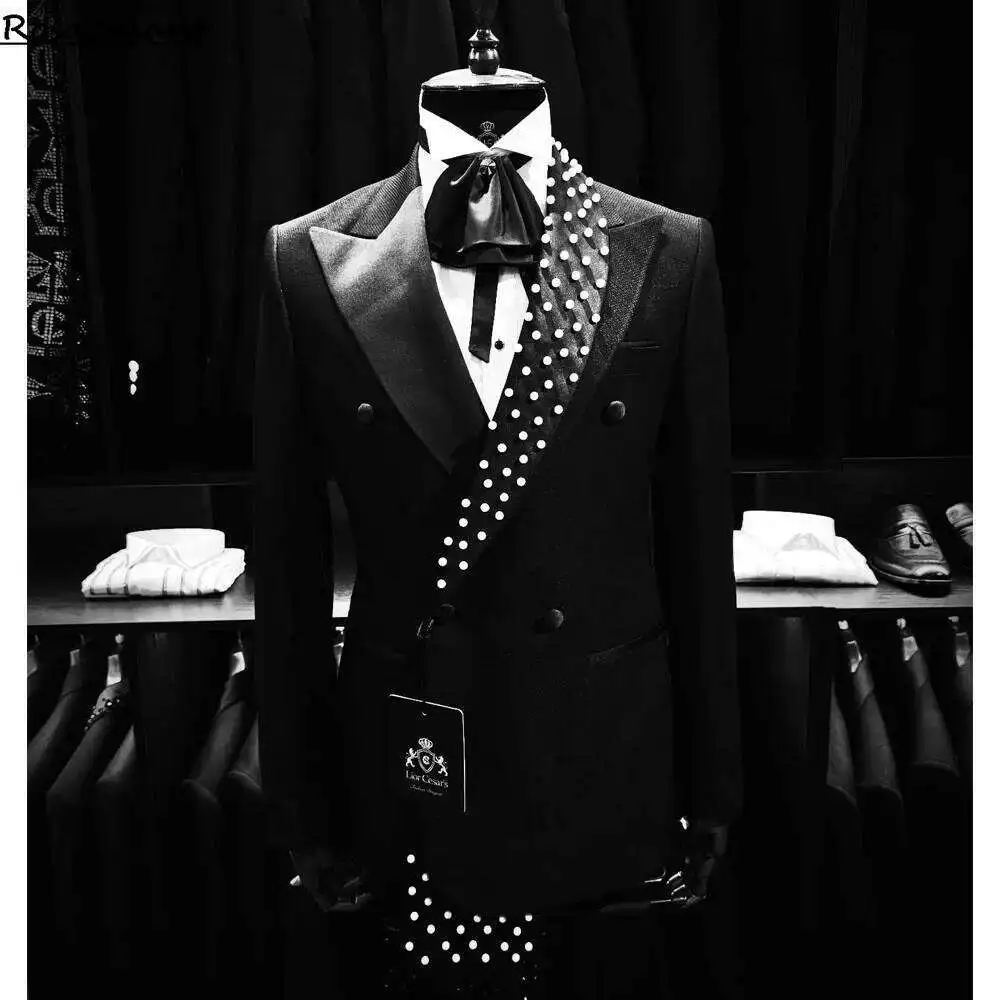 

Мужской свадебный жаккардовый смокинг с воротником, 2 предмета, костюм для жениха (пиджак + брюки)