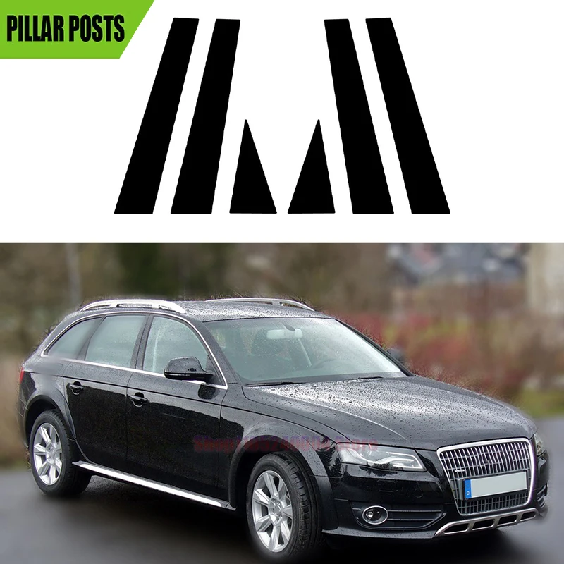 6Pcs Gloss Black Pillar Posts Door Window Decal Cover Moulidng Sticker Fit For Audi A4 B8/8K 4-door Saloon/Sedan 2008-2016
