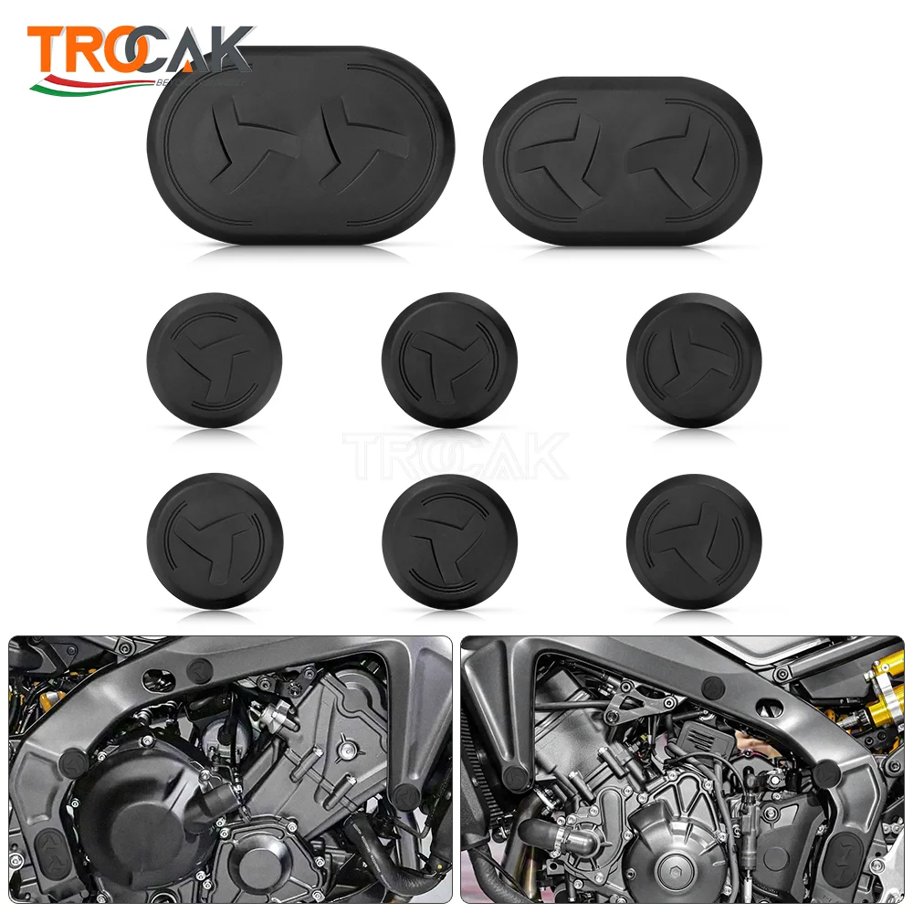 

Для YAMAHA MT 09 MT-09 SP 2021 2022 2023 2024 2025 MT09 SP Крышка отверстия в раме Заглушки Заглушка на раму мотоцикла Декор с логотипом