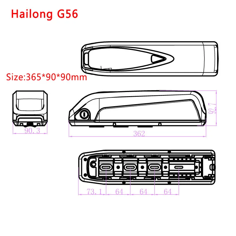 36V 48V 52V Hailong G56 G70 G80 Ebike Battery 14Ah 17.5Ah 20Ah 24Ah 28Ah For Electric Bicycle 350W 500W 750W 1000W Bafang Motor