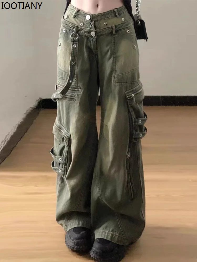 Nuovi Jeans lavati retrò americani Streetwear moda pantaloni dritti a vita alta pantaloni Unisex a gamba larga larghi Y2k Denim