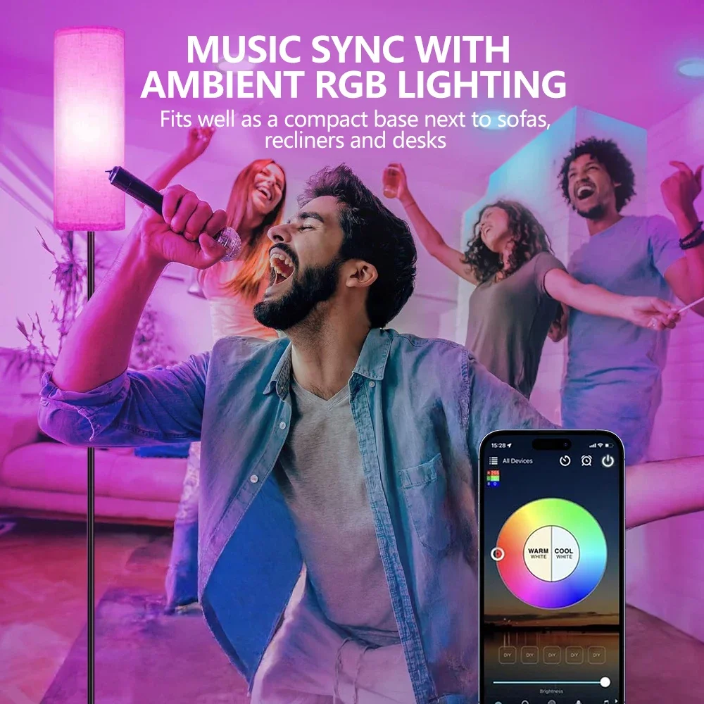 NEWSTYLE RGBW مصباح أرضي محيط مزامنة بالموسيقى الإضاءة الإيقاعية بلوتوث التحكم في التطبيق لتقوم بها بنفسك ضوء المحيطة الملونة للمنزل #5