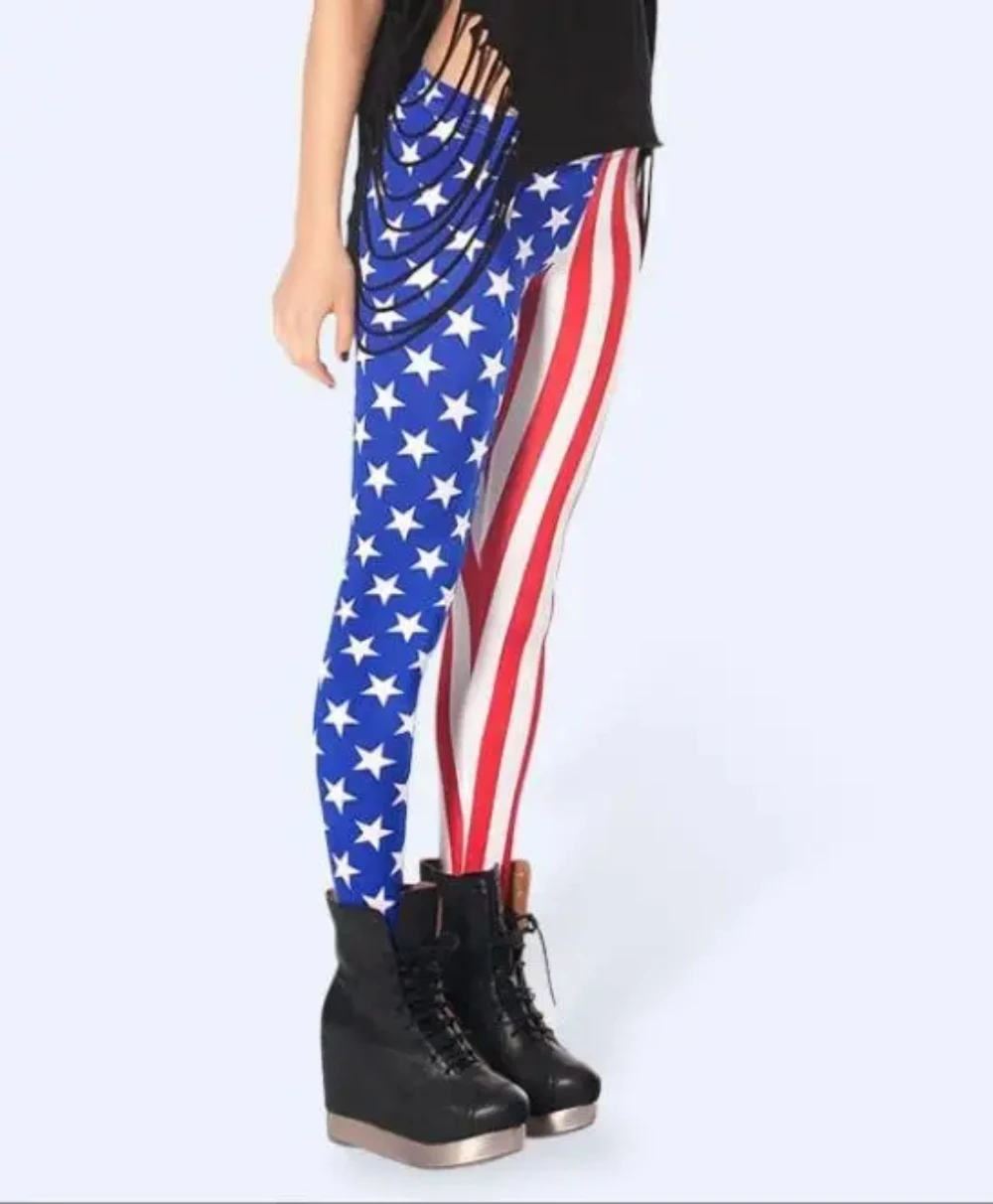 

Woman leggings National Flag Star Red Stripes printed M L Slim legging 440