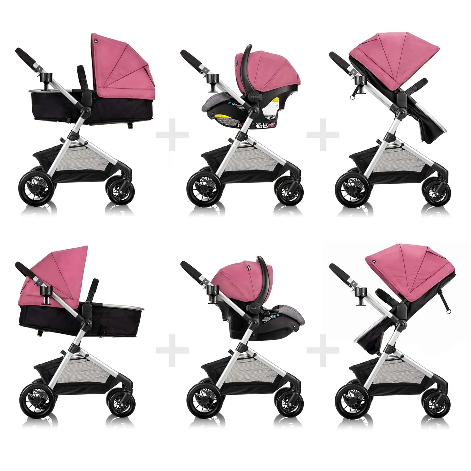 Modulares Reisesystem mit LiteMax Kinderautositz mit Anti-Rebound-Stange (Dusty Rose Pink)