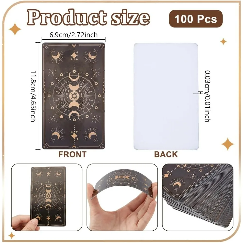 100 Pcs Blank Tarot Cards with Design on Back Oracle Tarot Cards to Write On with Foil Design 2.72×4.65inch