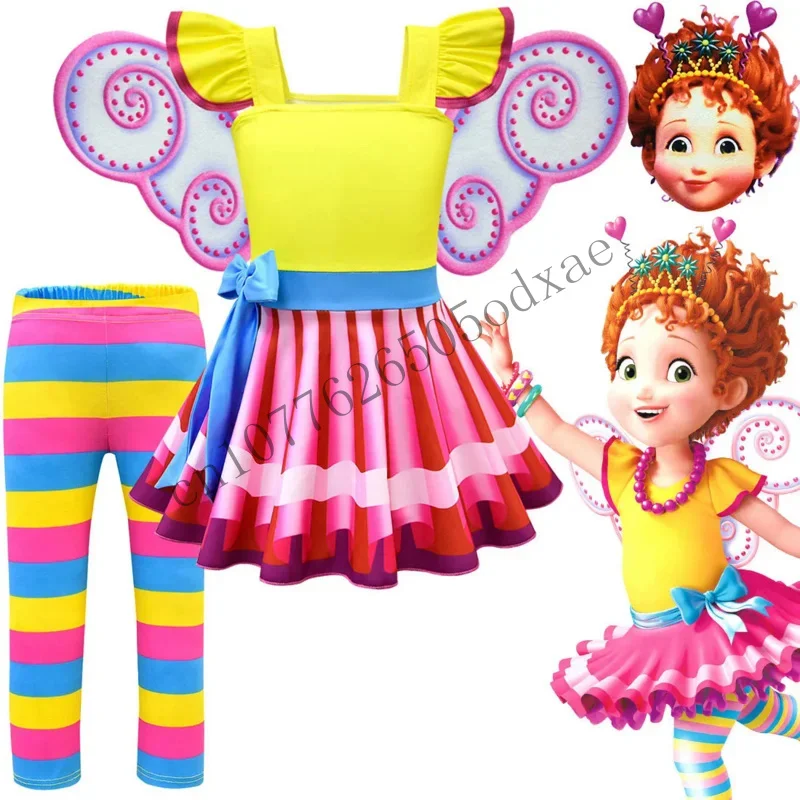 Fancy Nancy Clancy Birthday Summer Rainbow Dress Girl Party Costume Kids Frocks Infantil Festa Clothes Princess Robe Wit CMM1401