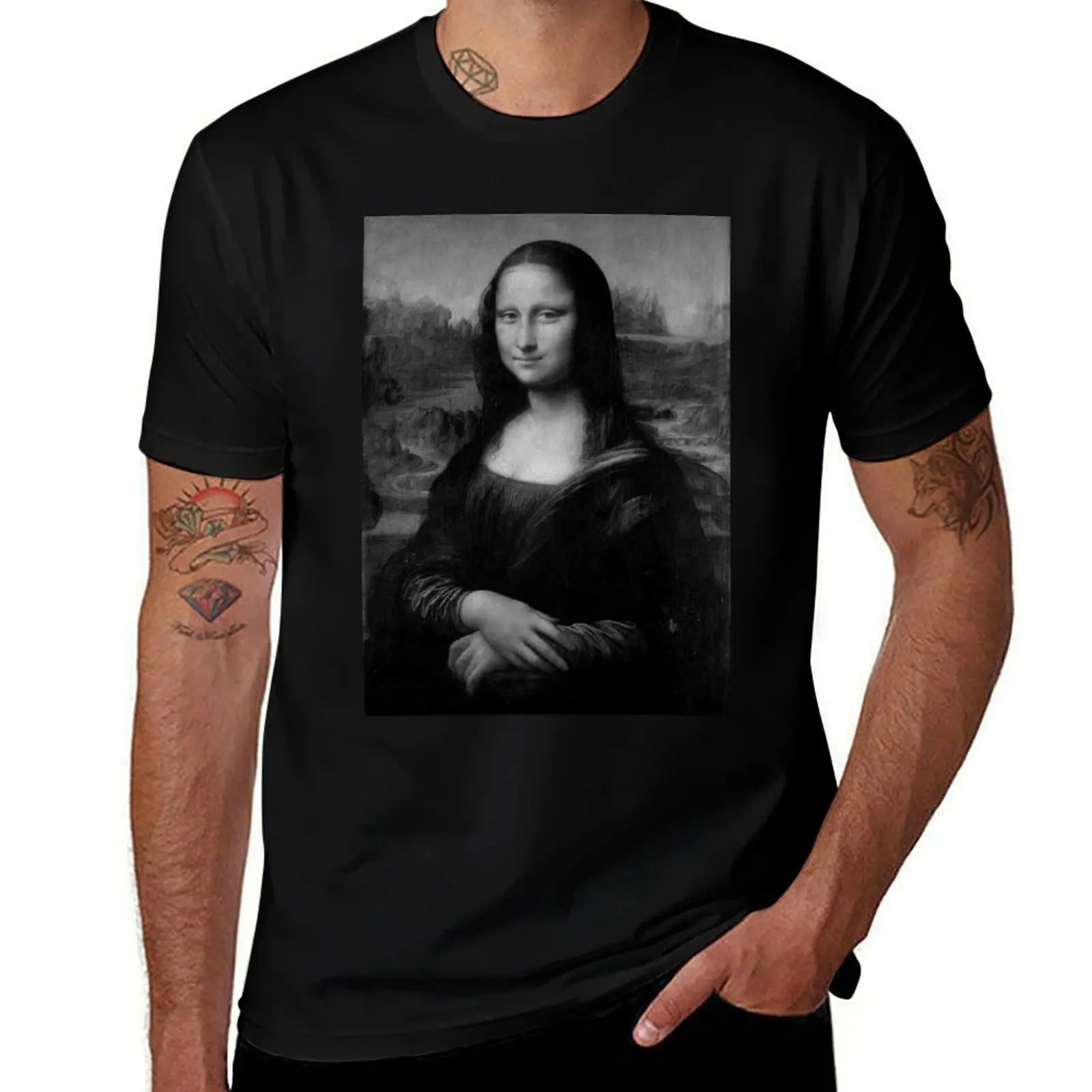 

Mona Lisa Black and White Version T-Shirt graphic shirts vintage graphic tee man t shirt mens white t shirts