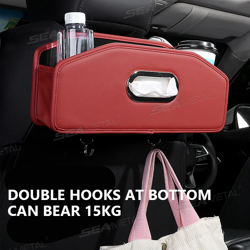 BLALION Car Backseat Organizer Multifunction PU Interior Storage Bag Hanging Seat Back Tissue Water Cup Holder Auto Accessories