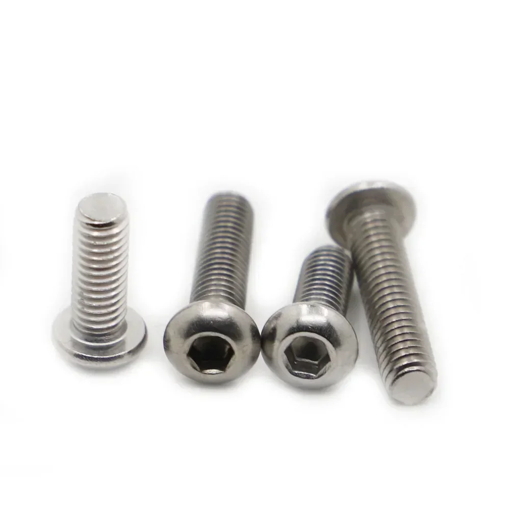 10/50pcs M1.6 M2 M2.5 M3 M4 M5 M6 M8 304 A2-70 Stainless Steel ISO7380 Hexagon Hex Socket Head Button Allen Bolt Screw