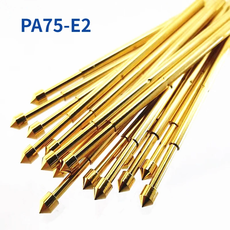 100PCS/bag Gold-plated PA75-E2 Conical Head Spring Test Probe with Outer Diameter of 1.02mm and Length of 16.5mm PCB Pogo Pin