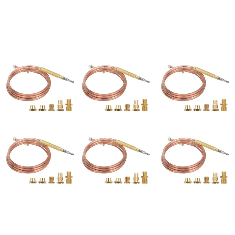 

6X Universal Gas Stove Thermocouple With 30Pcs Nuts Heating Gas Burner Replacement Thermocouple Adaptor