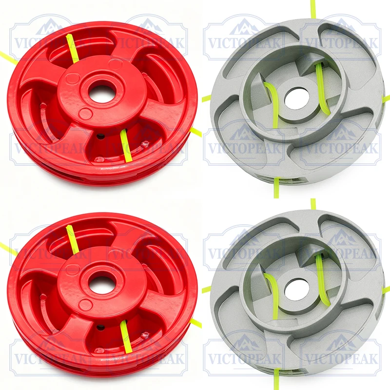 Trimmer Head Red/Silver Aluminum Brush Cutter Head 4 Nylon Line Weed Grass Cutter Replacement Part Garden Power Tool Accessories